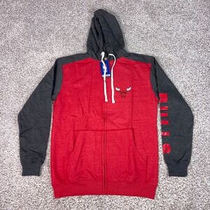 Chicago Bulls Hoodie Mens XLT Red Grey Fanatics Full Zip NBA Basketball Sport